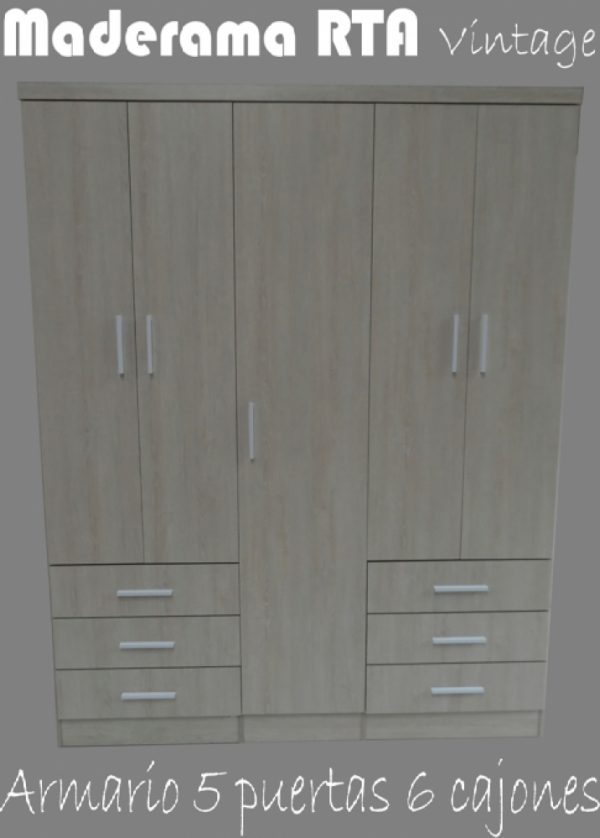 ARMARIO 5 PUERTAS 6 CAJONES VINTAGE